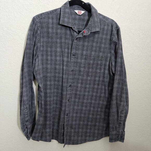 Hudson North Shirt Mens Medium Gray Long Sleeve Button Up Casual Pocket Cotton - Picture 1 of 13